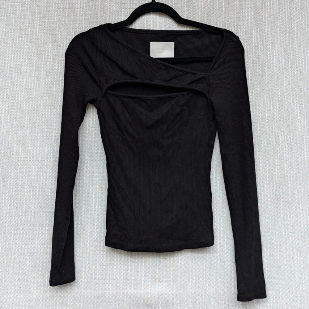 Citizens of Humanity Iris Cut Out Knit Top Womens Black Long Sleeve Slim Fit - Picture 2 of 8